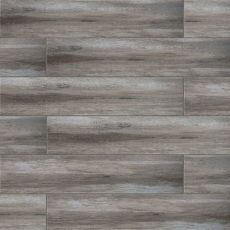 Distressed 8x36 wood-look porcelain tile in Argento