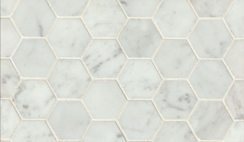 White Carrara honed hexagon marble mosaic