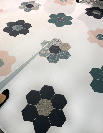 Soft, pastel colors and romantic patterns in the classic hexagon pattern