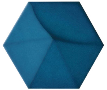 5x4 Hedron ceramic wall tile in Gloss Electric Blue