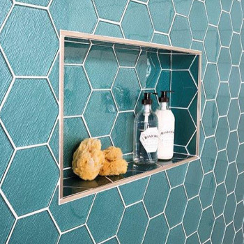 Verve Charisma Hex glass mosaic in Northern Lights