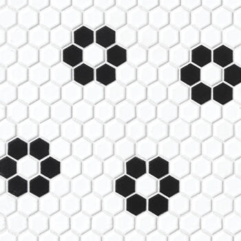 Le Cafe Deco 2 - black and white porcelain hexagon