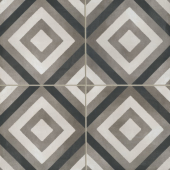 Chateau 12x12 porcelain deco tile in Diamond Deco - Canvas/Smoke/Midnight