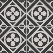 Chateau 12x12 porcelain deco tile in Fiore Deco - Canvas/Midnight