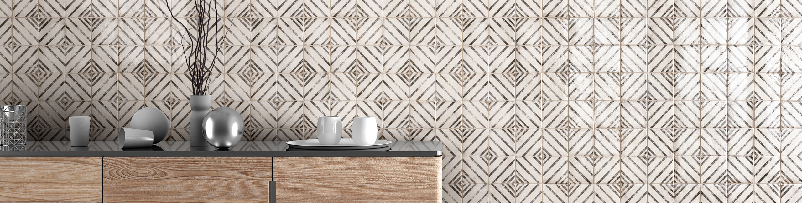 Vivace 4x 4 Decorative Tile in Rice Incline