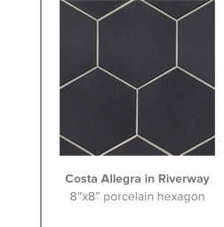 Costa Allegra in Riverway 8x8 porcelain hexagon