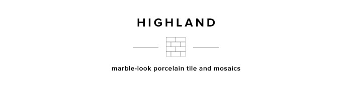 Highland vein-cut marble porcelain tile and mosaics