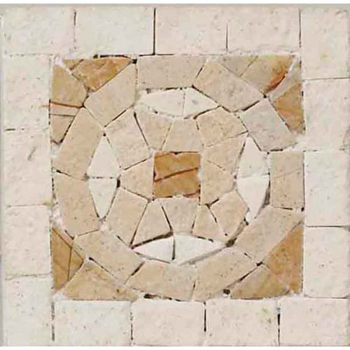 Nico Mozaics 2" x 2" Tiger Eye Honed Limestone Corner in Veined Beige & White