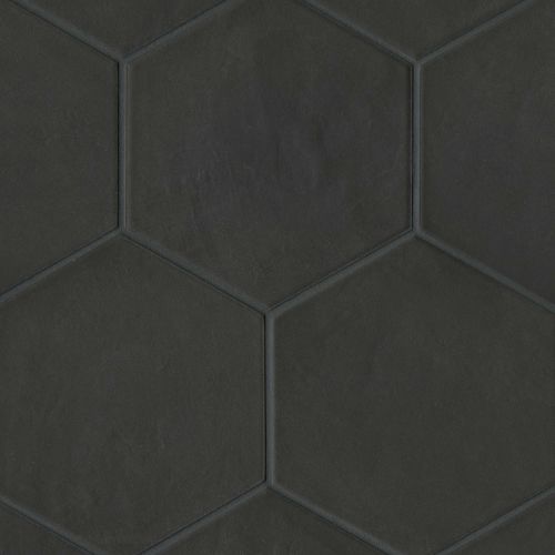 Allora 8.5" x 10" Hexagon Matte Porcelain Tile in Solid Black