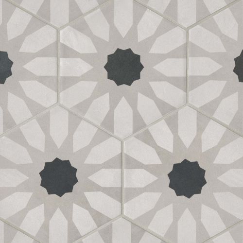 Allora 8.5" x 10" Matte Fiore Hexagon Deco Porcelain Tile