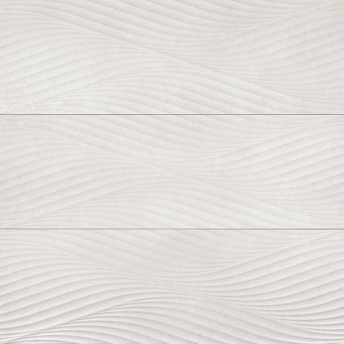 Donna 13" x 40" Matte Wave Deco Ceramic Tile in Silver