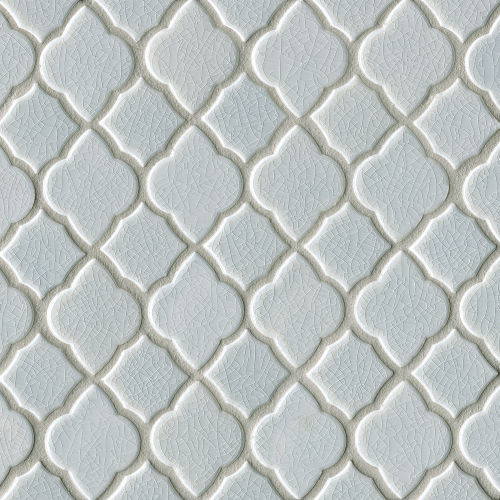 Gallerie Crackled Porcelain Floral Mosaic Tile in Grey