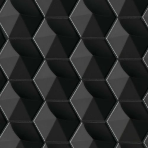 Hedron 4" x 5" Matte Ceramic 3D Wall Tile in Black
