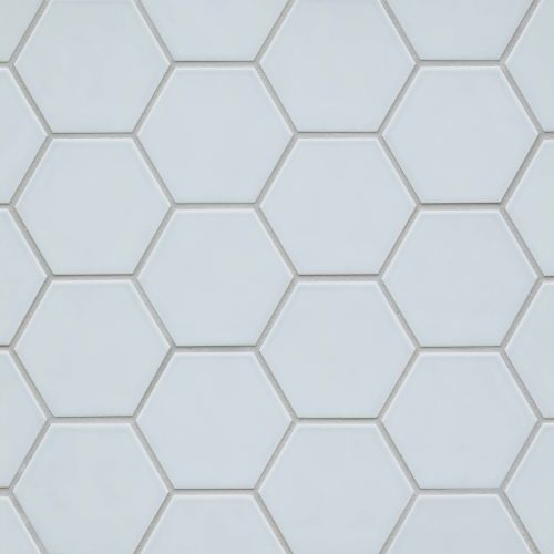 Hedron 4" x 5" Glossy Ceramic Flat Wall Tile in Sky Blue