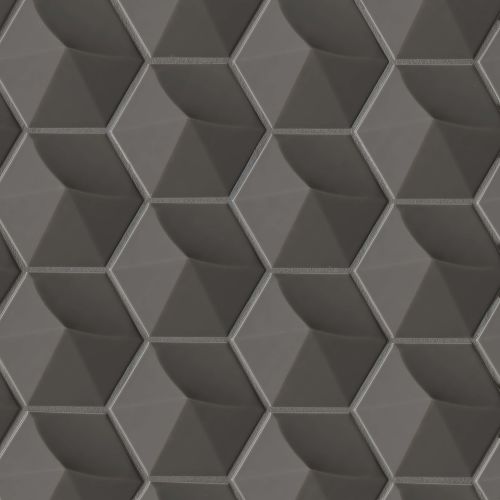 Hedron 4" x 5" Glossy Ceramic 3D Wall Tile in Storm