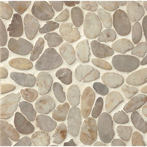 Hemisphere Polished Sliced Pebble Mosaic in Fatima Cream