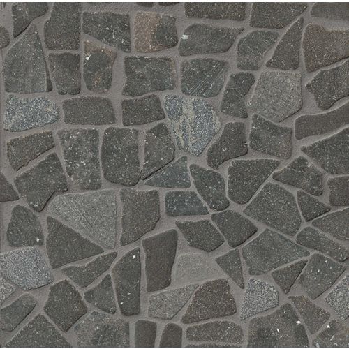 Hemisphere Crazy Random Square Interlocking Mosaic in Black Lava