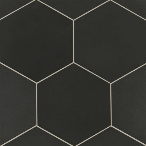 Makoto 10" x 11.5" Hexagon Matte Porcelain Tile in Kuroi Black