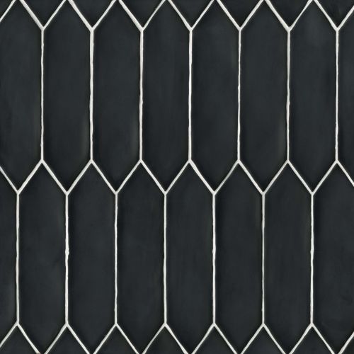 Reine 3" x 12" Picket Pattern Matte Ceramic Wall Tile in Black