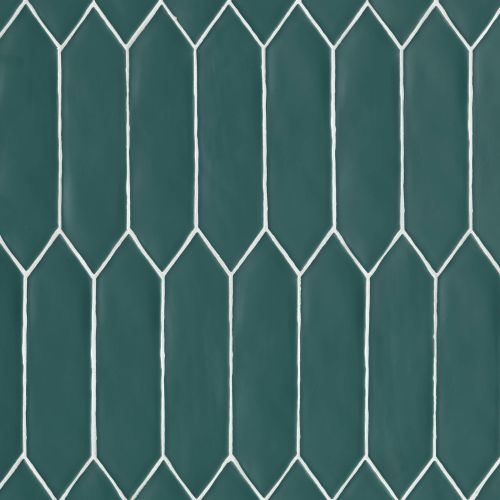 Reine 3" x 12" Picket Pattern Matte Ceramic Wall Tile in Dark Teal