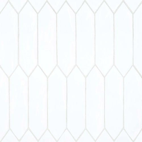 Reine 3" x 12" Picket Pattern Glossy Ceramic Wall Tile in White