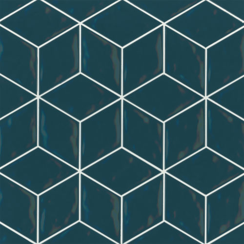Sorrento 4" x 6.625" Rhombus Ceramic Wall Tile in Azzurro