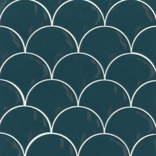 Sorrento 6" x 7" Wave Ceramic Wall Tile in Azzurro