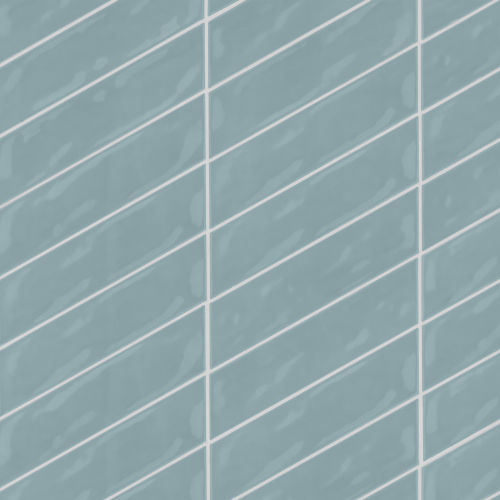 Sorrento 2.5" x 10" Left Chevron Glossy Ceramic Wall Tile in Celeste