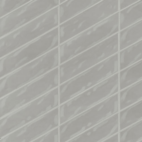 Sorrento 2.5" x 10" Left Chevron Glossy Ceramic Wall Tile in Grigio