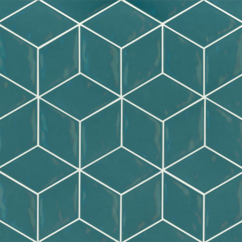 Sorrento 4" x 6.625" Rhombus Ceramic Wall Tile in Turchese