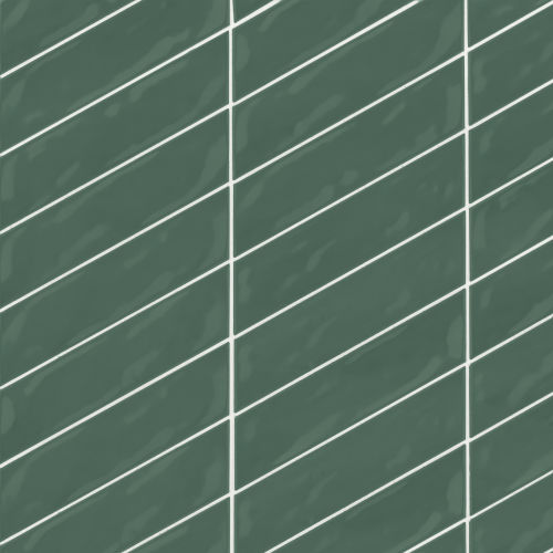 Sorrento 2.5" x 10" Left Chevron Glossy Ceramic Wall Tile in Verde