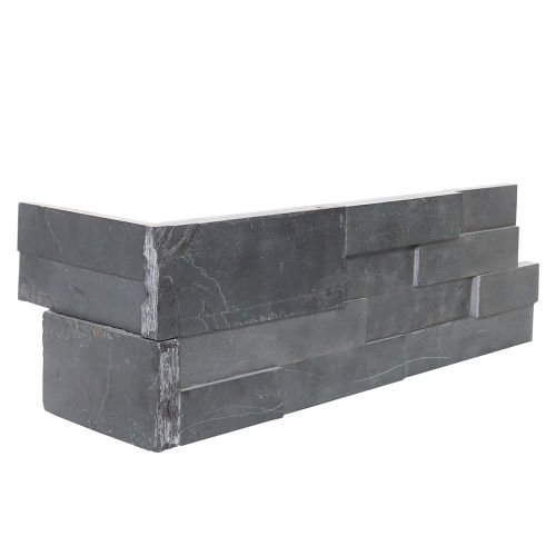 Andra Black 6" x 24" Natural Cleft Slate Ledger Corner