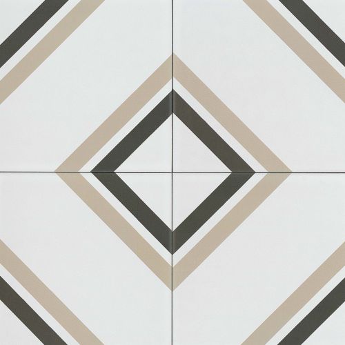 Tuscany 8" x 8" Floor & Wall Tile in Taupe Blk White