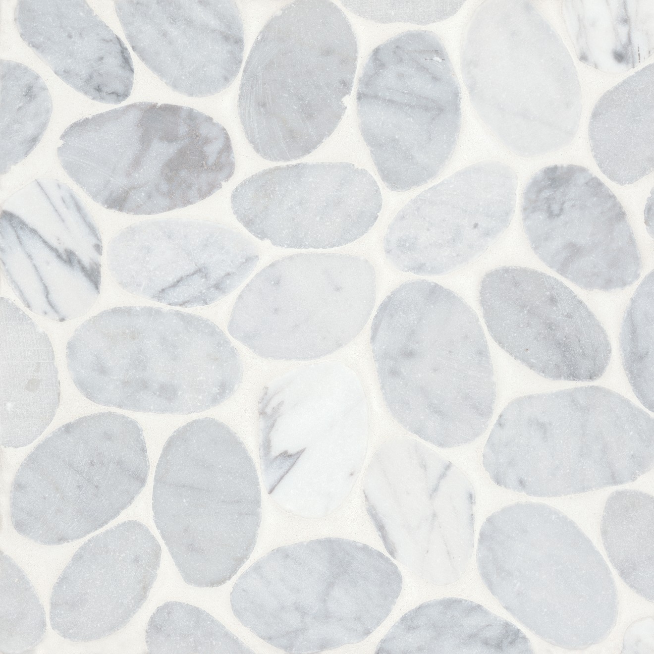 Waterbrook Jumbo Tumbled Pebble Mosaic in White Carrara