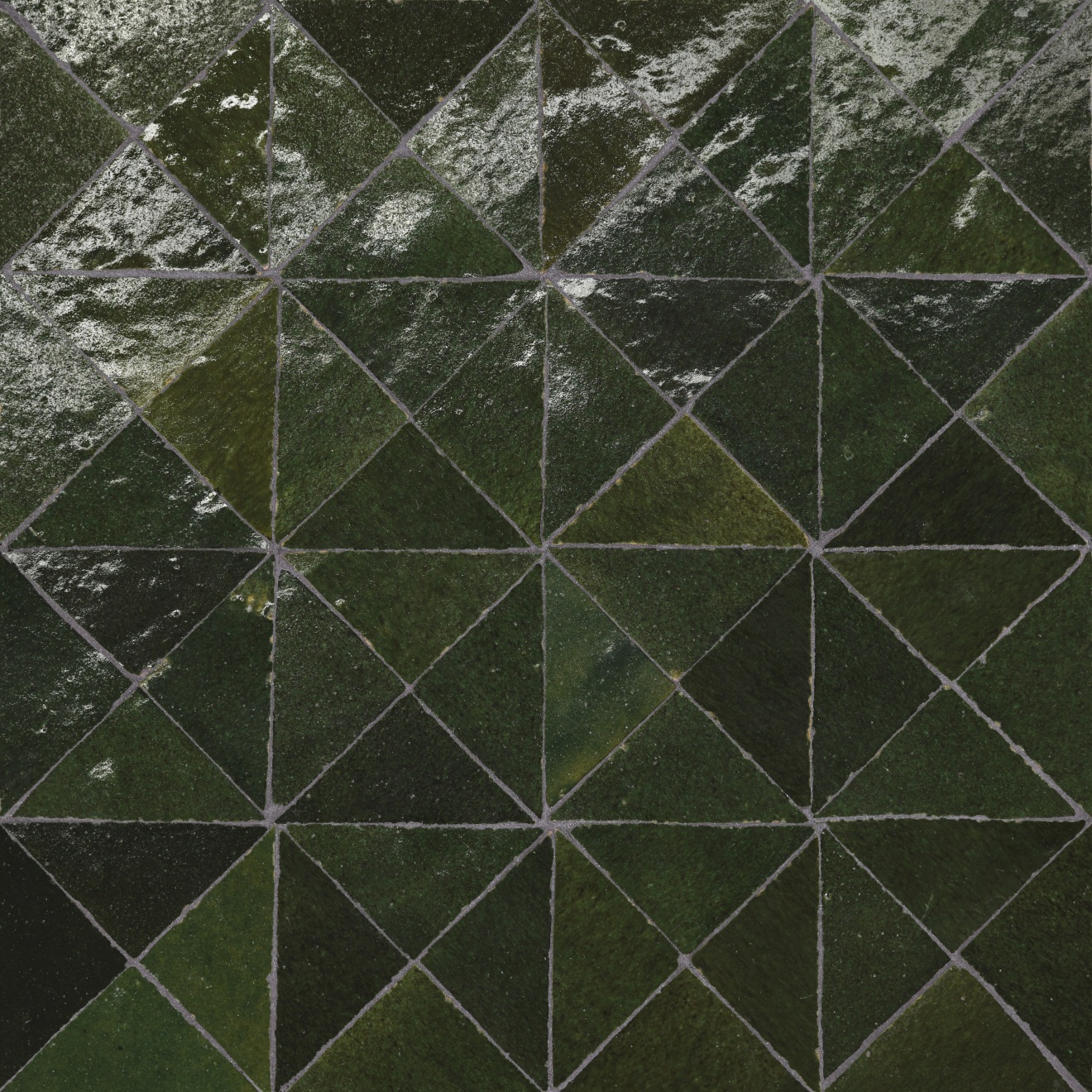 Zagora Triangle Glossy Zellige Mosaic Tile in Vert Mousse