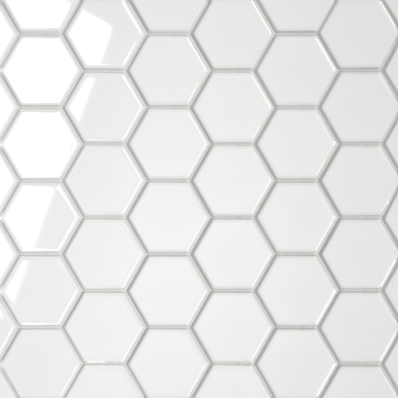 Hex Gloss White Porcelain Mosaic Tile - 2 x 2 in. Hex Gloss White Porcelain Mosaic Tile - 2 x 2 in.