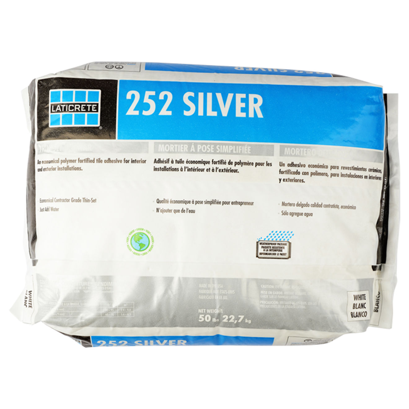 Laticrete 252 Silver Multipurpose Thinset In White 50 Lb Bag Bedrosians Tile Stone