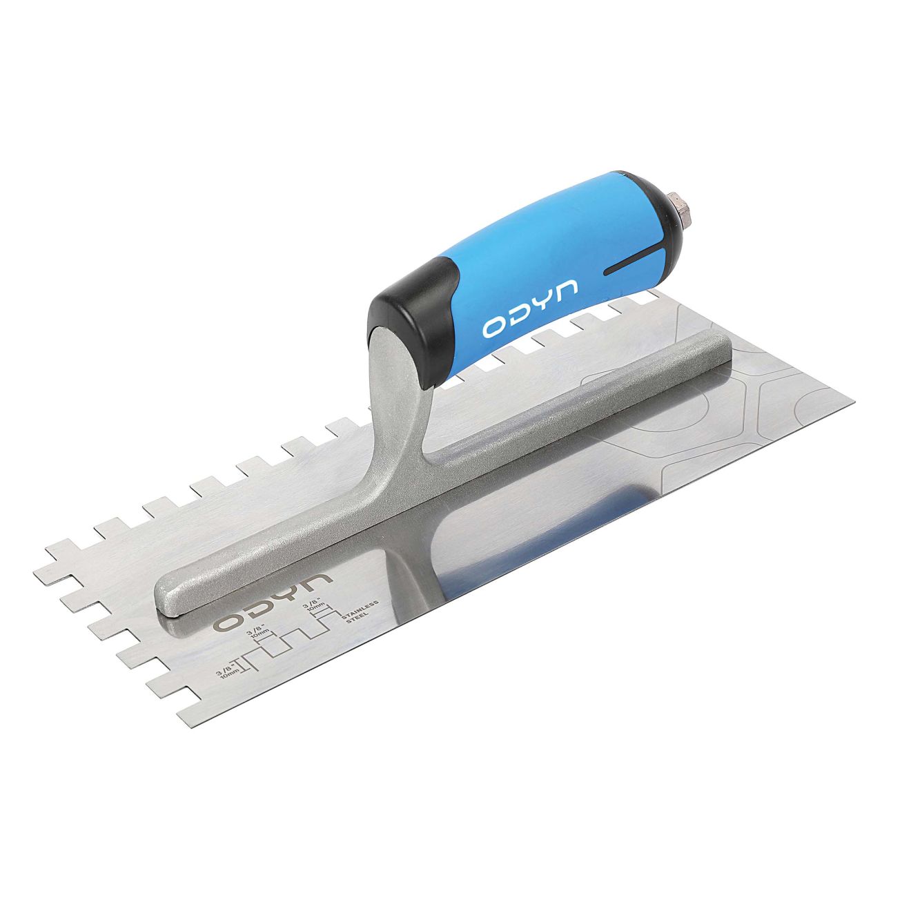 11x3/8x3/8 Square-Notch Stainless Steel Trowel w/Soft Handle