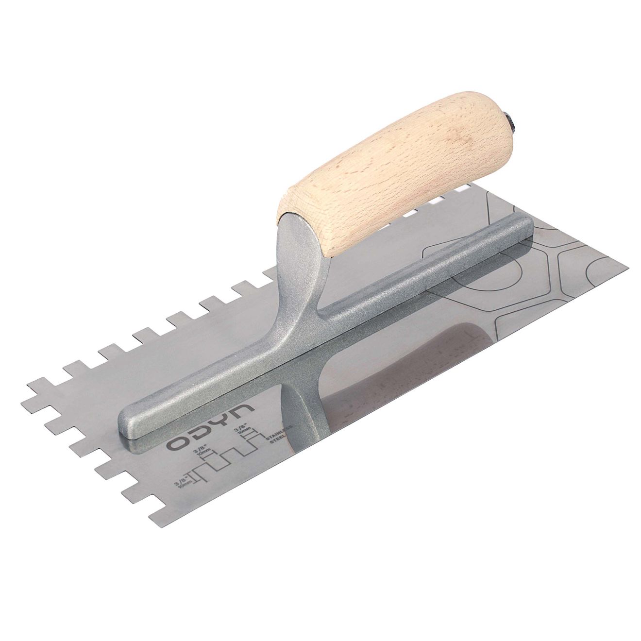 Odyn 11 in. x 3/8 in. x 3/8 in. Square-Notch Stainless Steel Trowel