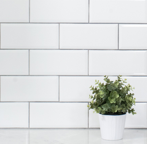 Grey grout with white tile