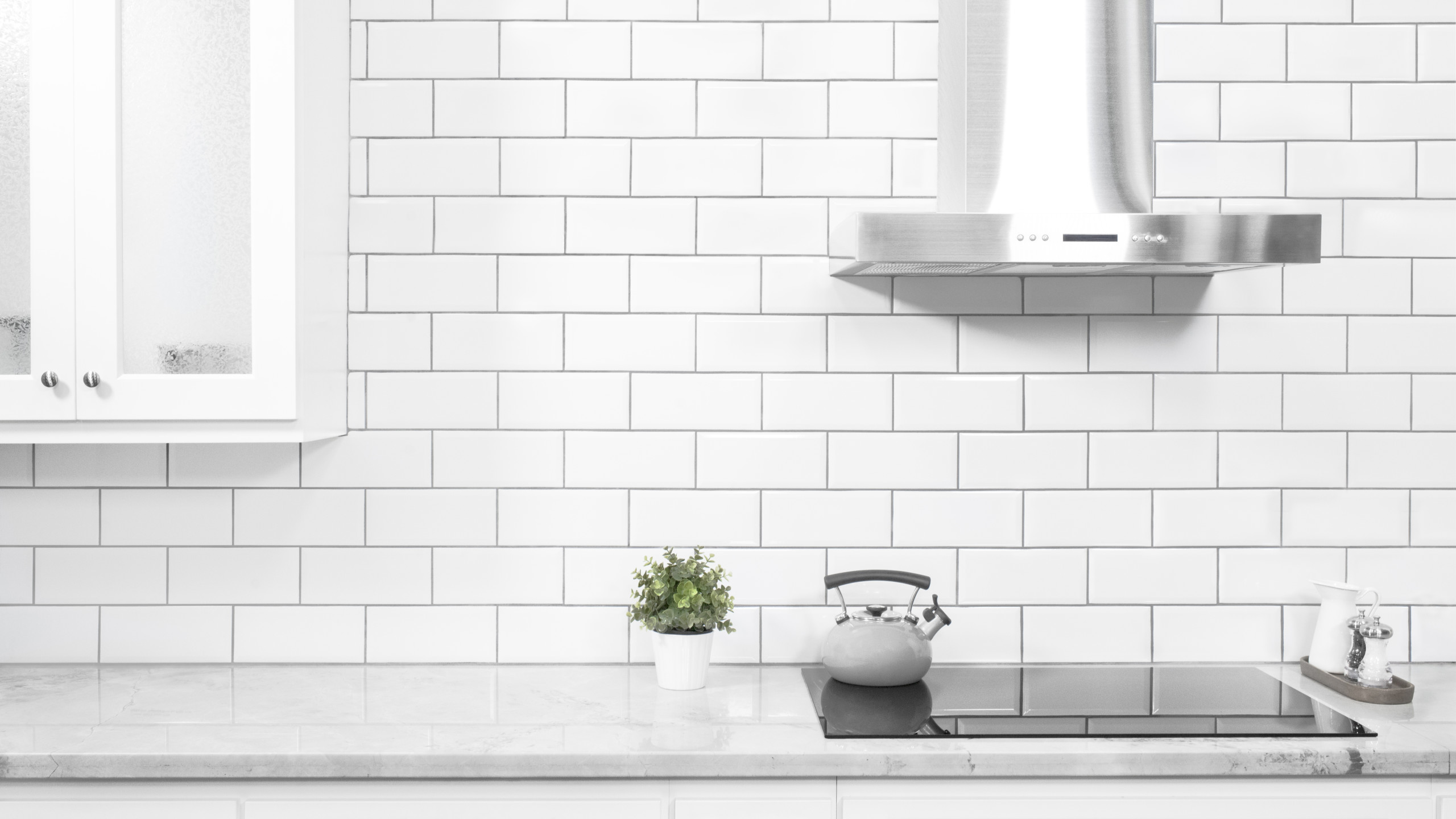Grey grout with white tile