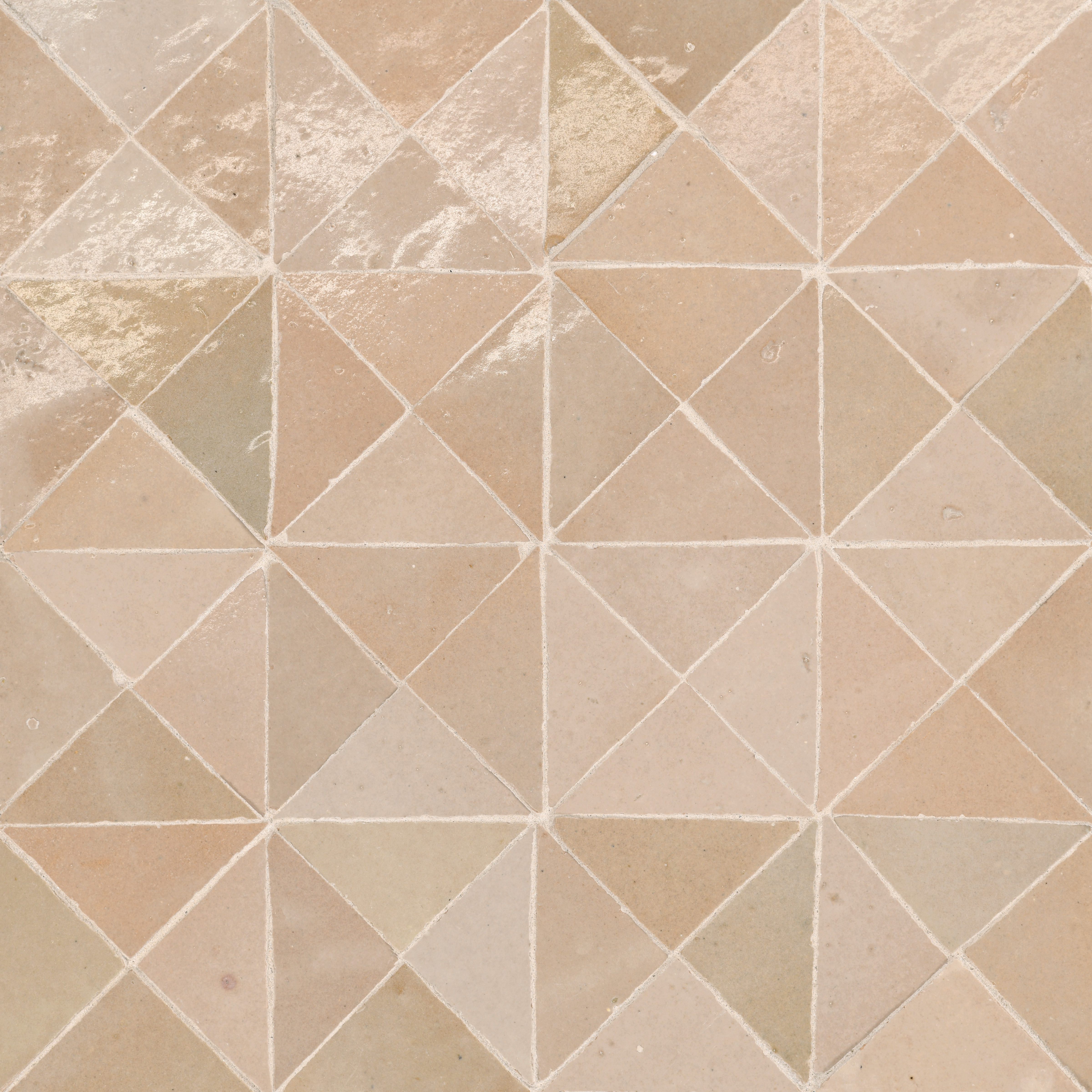 Zagora Triangle Glossy Zellige Mosaic Tile in Ivoire