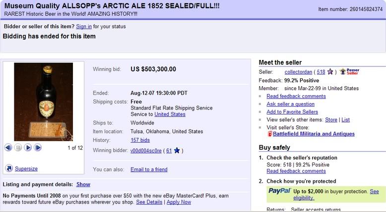 價值1500 萬台幣的Allsopps Arctic Ale