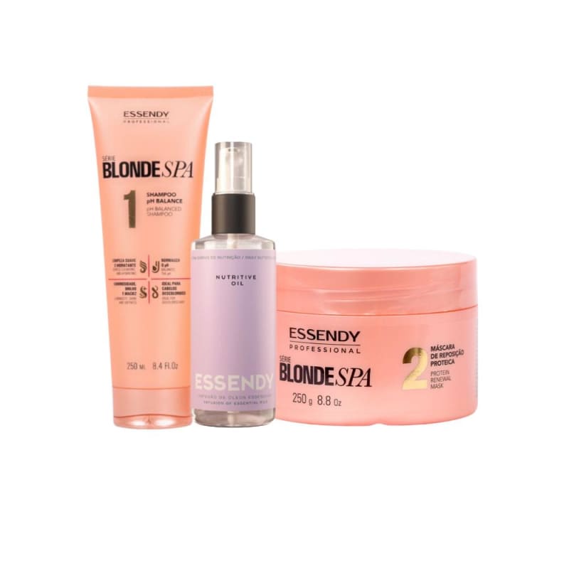 Kit Shampoo M Scara E Ol O Nutritive Para Cabelos Loiros E Mechas Blonde Spa Essendy