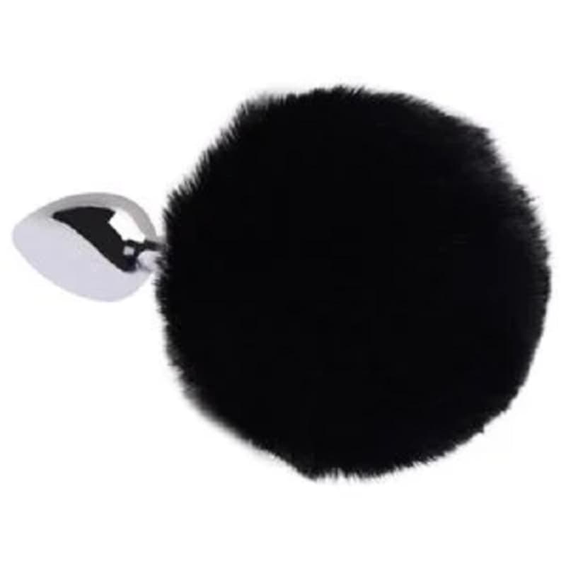 Plug Anal Em A O Pompom De Coelho Preto P