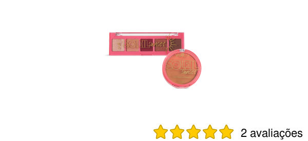 Combo Soleil Sunset: Paleta de Sombras 3g + Pó Compacto Duo Blush e Bronzer 6g Combo Soleil Sunset: Paleta de Sombras 3g + Pó Compacto Duo Blush e Bronzer 6g