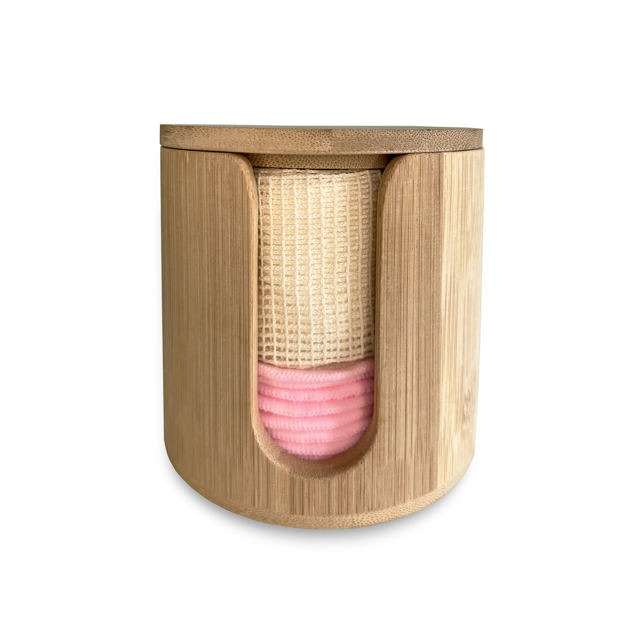 Porta Dischetti Struccanti Da Parete - Organizer In Legno E ABS Con Coperchio, Dispenser Per Cotone