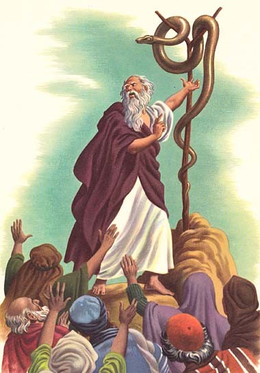 Moses with the bronze serpent
