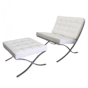 Barcelona Chair and Footstool by Mies Van Der Rohe