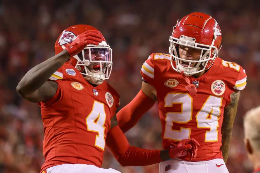 Los Angeles Chargers linebacker Joey Bosa (97) rushes the quarterback  during an NFL football game against the Kansas City Chiefs, Thursday, Sept.  15, 2022 in Kansas City, Mo. (AP Photo/Reed Hoffmann Stock